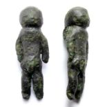 Iron age bronze anthropomorphic pendant in the form of a nude male figure wearing a collar or torc