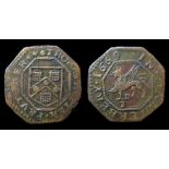 Thomas Hutten. Canterbury, Kent, 17th Century Trade Token.  THOMAS HVTTEN. PEVTERER, Pewterers Arms.