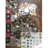 UK & World coins, includes Philippine coin set,  George III cartwheel twopence with other