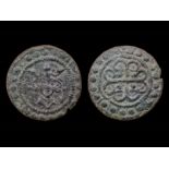English Medieval Jetton.  Edward II, 1307-27. Type 1, Sterling head (Fox type 11). Copper, 1.32g.