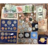 Collection of British, World Coins and World  Banknotes includes U.S.A one dollar coins,  British