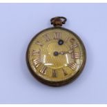 A Gilt brass 18th century verge pocket watch