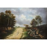 18th cent landscape the Woodcutter on panel