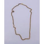 A Continental rose gold flat link necklace, approx 10g