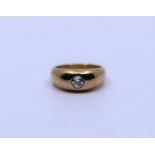 An 18ct yellow gold single stone diamond ring, gypsy set old European and diamond of approx. 0.