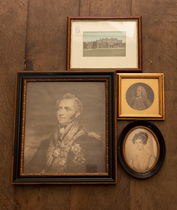 Collection of framed pictures relating to the Anson family, including two late-18th century