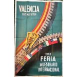 Damian Contreras (20th Century). Valencia poster, c.1950, 20" by 25". Well-preserved, vibrant