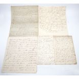 Five loose manuscript leaves, 1830s, presumably copied from contemporary magazines and similar