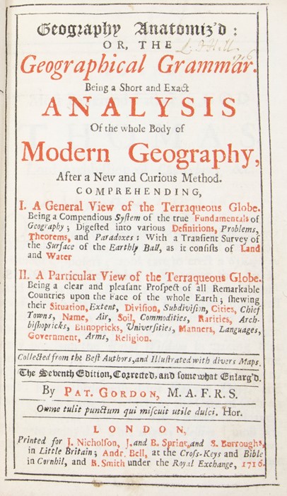 Gordon, Patrick. Geography Anatomiz'd: Or, The Geographical Grammar, seventh edition, London: J. - Image 2 of 2