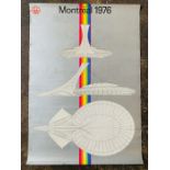 Montreal 1976 Olympics poster, Litho Canada, 59cm by 84cm. Vibrant colours/silver finish, light