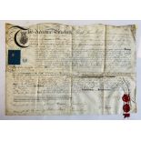 Vellum apprenticeship indenture, Vincent Hodgson to William Naizby, shipbuilder, Hylton in the