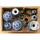 A collection of Chinese porcelain and earthenware to include: blue and white early 20th Century