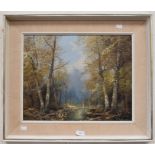 1960s oil on canvas of a forest scene signed bottom right. 49cm x 39cm.