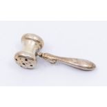 A George V novelty rattle in the form of a Gavel, hallmarked Birmingham, 1915, length approx 80mm,