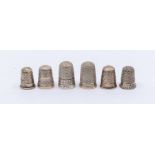 Silver thimbles - six thimbles, by Charles Horner, total gross weight approx 0.805ozt