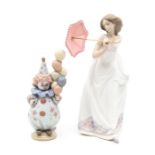 Boxed Lladro figure 'Afternoon Promenade' along with a Lladro clown.