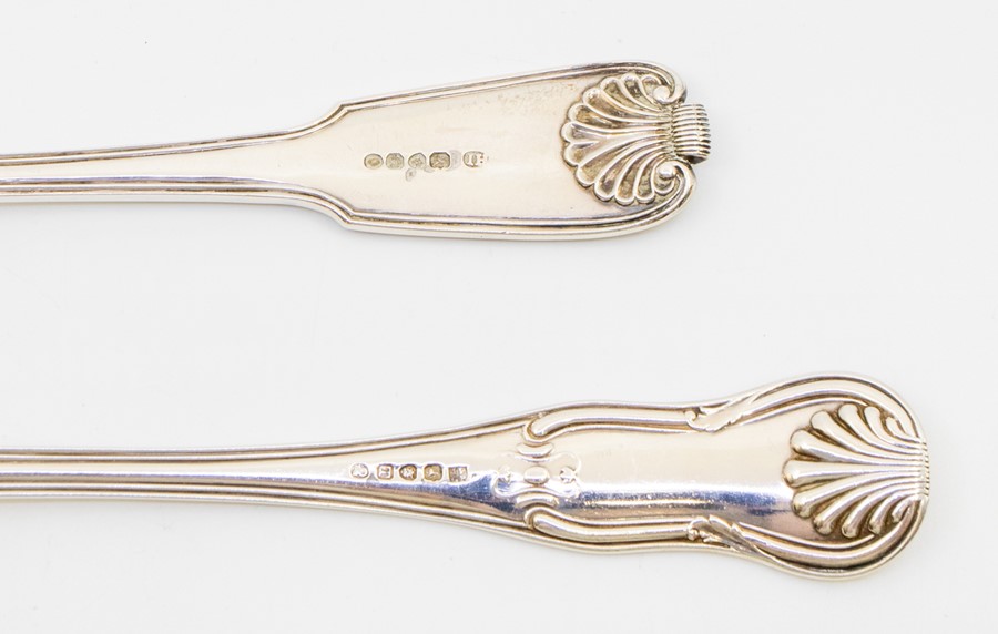 Two 19th Century silver fiddle, thread and shell pattern basting / serving spoons, each engraved - Image 2 of 2