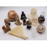 Mixed collectables including Vesta holders, Marano figures and perfume bottles.