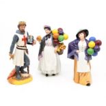 Three Royal Doulton figures, comprising of 'Biddy Penny Farthing' HN1843, 'Balloon Lady' HN3675, and