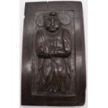 19th century carved wooden panel of a Chinese figure, possibly earlier.