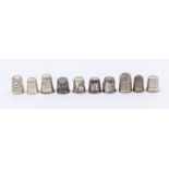 Silver thimbles - ten silver thimbles, various makers, dates and designs, total gross weight