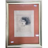 Signed & framed engraving titled ‘Evelyn’.