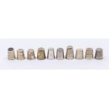 Silver thimbles - ten silver and silver-gilt thimbles, various makers, dates and designs, total