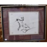 Edmond Xavier Kapp (1890 - 1978), Mary Kessel at work, charcoal on paper, signed, gallery label to