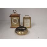 Pair of Mantel clocks along with brass rose bowl.