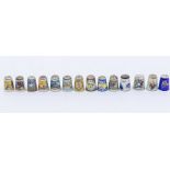 Silver thimbles - fourteen silver and enamel thimbles, various makers, dates and designs,