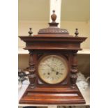 A German oak bracket clock, eight day movement, made by 'Lenzkirch' no. 484161, spring driven