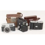 Three mid 20th Century vintage cameras including Baldas Yashica ET - Matic and A Pathe Scope