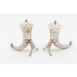 A pair of 20th Century Scandinavian 830 standard silver novelty pepper pots in the form of Viking