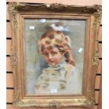 *** WITHDRAWN *** Early 20th century oil on board of a portrait of an Edwardian girl in gilt frame