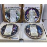 Star Trek: four Hamilton Collection Plates, Authentic Imaged 24k gold cards, 23k gold trading cards,