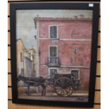 Laura Sylvia Gosse, (1881-1968), oil on canvas, continental scene depicting a horse and cart, signed