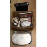 Collection of silver plate items including boxed flatwares, trays etc.