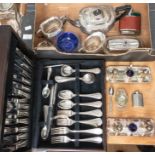 A Viner's of Sheffield 12 piece EPNS Old English beaded pattern canteen of cutlery together with