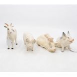 Four Beswick Animal figures, comprising pig 'CH Wall/CH Boy' 53, standing position, a pig with a