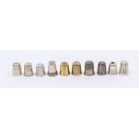 Silver thimbles - ten silver and silver-gilt thimbles, various makers, dates and designs, total