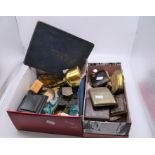 Collection of smoking ephemera inc cigarette cases, cigarette boxes treen boxes, cigarette cards