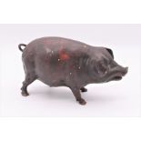 Bergman style bronze pig, height 7cm, length 13cm