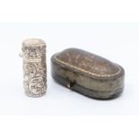 Samson Mordan: A late Victorian silver cylindrical scent bottle holder and hinged cover, the body