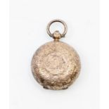 An Edwardian silver circular sovereign holder, profusely engraved decoration, spring coin holder, by