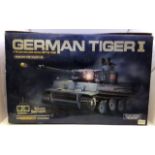 Radio controlled German Tiger 1 Tank. 1:16 scale, with automatic electric gun system. In used