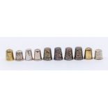 Silver thimbles - ten silver and silver-gilt thimbles, various makers, dates and designs, total