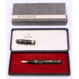 A boxed Parker Pen with Conway Stewart 14ct gold nib in original case.