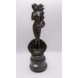 Venus De Milo reproduction bronze on marble stand.