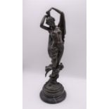 Reproduction bronze classical lady with stand.