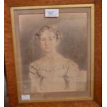 *****WITHDRAWN***** A Regency half-length portrait of a young woman, pencil, approx 24cm x 19cm; a